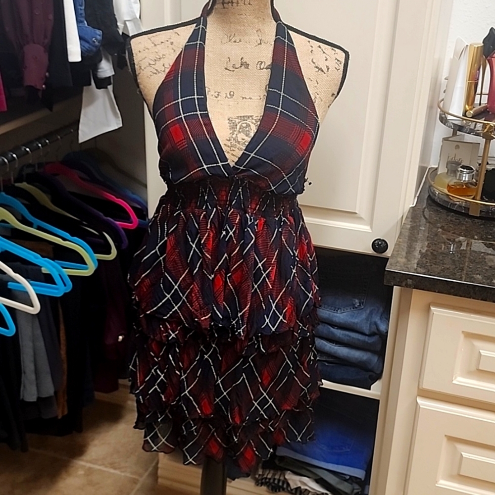 Plaid halter dress